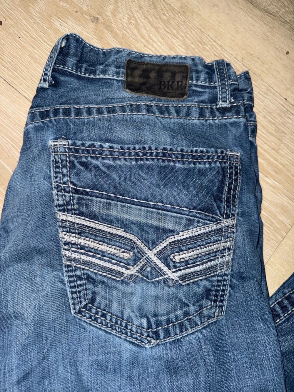 BKE Men's Blue Relaxed Denim Jeans with Contrast Stitching